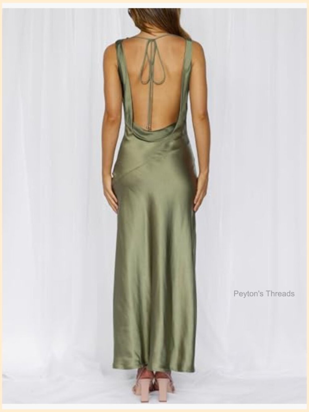 Sleeveless Satin Cowl Neck Backless Maxi Dress for Wedding Guest - Picture 2 of 7